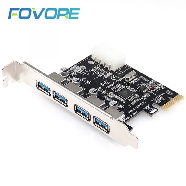 4 ports USB 3.0 carte d'extension PCI-e PCI express PCIe USB 3.0 adaptateur hub 4 ports USB3.0 contrôleur USB 3 0 PCI e PCIe express 1x