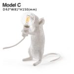 MOUSE LAMP LED E12 Black White Animal Rat Mouse Desk lamps Lights Resin Night Lights Animal Art Gold Mini Lamp white lighting