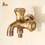 ZGRK sculpté montage mural Bibcock laiton rétro robinet décoratif extérieur jardin robinets Machine à laver vadrouille luxe Antique WC robinet