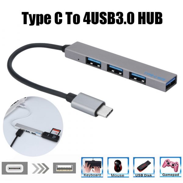 Expansion de moyeu USB type-c à 4 Mini HUB USB Ultra-mince Portable 4 ports USB 3.0 4.29