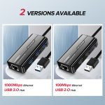 Ugreen USB Ethernet USB 3.0 2.0 à RJ45 HUB pour Xiaomi Mi Box 3/S décodeur Ethernet adaptateur carte réseau USB Lan