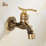 ZGRK sculpté montage mural Bibcock laiton rétro robinet décoratif extérieur jardin robinets Machine à laver vadrouille luxe Antique WC robinet