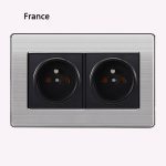 Ue UK allemagne france 1 2 3 Gang 1 2 voies | Interrupteur domestique type 86, interrupteur mural avec led miroir en acier inoxydable brossé