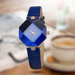 Femmes montres gemme coupe géométrie cristal cuir Quartz montre-bracelet mode robe montre dames cadeaux horloge Relogio Feminino 5 couleur
