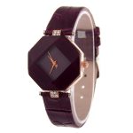 Femmes montres gemme coupe géométrie cristal cuir Quartz montre-bracelet mode robe montre dames cadeaux horloge Relogio Feminino 5 couleur