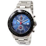 Alexis hommes analogique Quartz natation plongée montre mis5 0S10 chronographe argent mat bracelet en acier inoxydable cadran bleu foncé résistant à l'eau