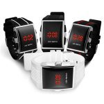 Sport numérique montres 2019 nouveau élégant hommes noir Rentangle cadran LED électronique horloge Silicone bracelet de montre chaude erkek kol saati
