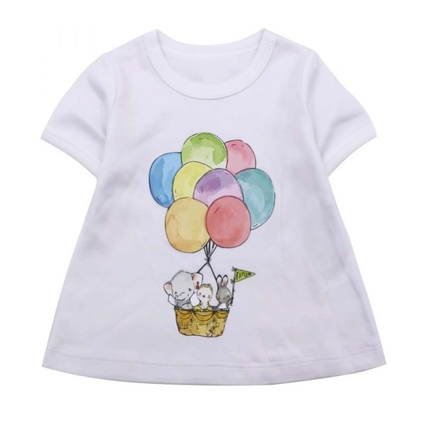 T-shirt manches courtes pour enfants | En coton, avec imprimé de ballon, nouveau, été