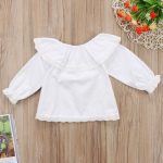 Chemise en dentelle à manches longues | Nouveau-né, bébés filles, blanc et solide, vêtements