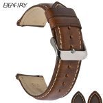 BEAFIRY cuir tanné à l'huile 22mm 20mm 18mm bracelet de montre à dégagement rapide bracelet de montre marron pour hommes femmes compatible avec fossile
