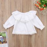 Chemise en dentelle à manches longues | Nouveau-né, bébés filles, blanc et solide, vêtements