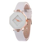 Femmes montres gemme coupe géométrie cristal cuir Quartz montre-bracelet mode robe montre dames cadeaux horloge Relogio Feminino 5 couleur