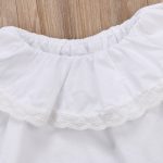 Chemise en dentelle à manches longues | Nouveau-né, bébés filles, blanc et solide, vêtements