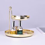 (ET) le double plateau doré de la simplicité du voyageur. Plateau de cosmétiques et plateau de papeterie. Galvanoplastie en acier inoxydable. Belle