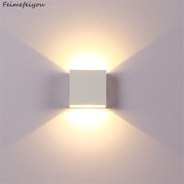 6W lampada LED Aluminium applique chambre murale rail projet carré mur LED lampe de chevet chambre lampes murales arts
