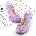 Sandales à la gelée en cristal pour enfants | Chaussures de danse pour fête Cosplay Elsa, princesse des neiges
