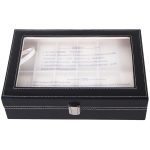 Cuir noir 12 grilles affichage Montre boîte bijoux boîtier organisateur support boîtes Caja de Reloj Rangement Montre