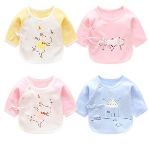 Luna Blanco chemise nouveau-né 0-3 mois bébé fille | Chemises en coton bébés, vêtements de base cou o, camisa bébé garçon chemises au point ouvert