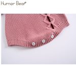 Humor ours bébé 2019 automne hiver modèles infantile barboteuse enveloppes Polka Lotus feuille col tricot bébé vêtements