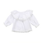 Chemise en dentelle à manches longues | Nouveau-né, bébés filles, blanc et solide, vêtements