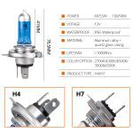 VooVoo Ampoule halogène Voiture H4 H7 | Ampoules de Voiture halogène, 100W 2700K 4300K 6000K 12V Ampoule de moto automobile, Ampoule de Voiture