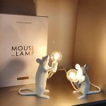 MOUSE LAMP LED E12 Black White Animal Rat Mouse Desk lamps Lights Resin Night Lights Animal Art Gold Mini Lamp white lighting