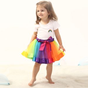 Jupe Tutu en Tulle pour filles | Robe colorée, tenue de noël, arc-en-ciel, pour enfants de 0-2 ans
