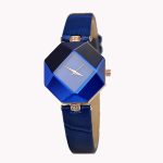 Femmes montres gemme coupe géométrie cristal cuir Quartz montre-bracelet mode robe montre dames cadeaux horloge Relogio Feminino 5 couleur