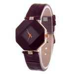 Femmes montres gemme coupe géométrie cristal cuir Quartz montre-bracelet mode robe montre dames cadeaux horloge Relogio Feminino 5 couleur