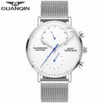 2019 montres pour hommes GUANQIN horloge lumineuse de luxe pour hommes d'affaires en acier montre-bracelet à Quartz créative Relogio Masculino