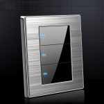 Ue UK allemagne france 1 2 3 Gang 1 2 voies | Interrupteur domestique type 86, interrupteur mural avec led miroir en acier inoxydable brossé