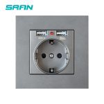 SRAN EU prise de courant, prise avec USB,16A 250V double usb 5V 2A blanc/noir ignifuge panneau PC 86m'm * 86m'm prise murale