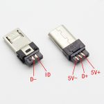 10 pièces Micro USB 5PIN Type de soudage connecteurs mâles chargeur 5P USB queue prise de charge 4 en 1 blanc noir