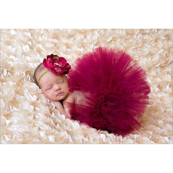 Nouveau 4 couleurs nouveau-né Tutu jupe avec fleur assortie bandeau superbe nouveau-né Photo accessoire fille Tutu jupe
