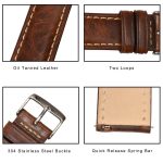 BEAFIRY cuir tanné à l'huile 22mm 20mm 18mm bracelet de montre à dégagement rapide bracelet de montre marron pour hommes femmes compatible avec fossile