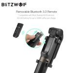BlitzWolf 4 en 1 BW-BS3 Sport Bluetooth Selfie Stick Trépied pliable sans fil pliable et extensible pour GoPro 8 7 6 Osmo Action pour iPhone 11 X Xiaomi 9 Téléphone intelligent Samsung Samsung