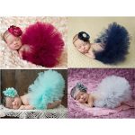 Nouveau 4 couleurs nouveau-né Tutu jupe avec fleur assortie bandeau superbe nouveau-né Photo accessoire fille Tutu jupe