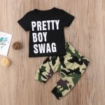 Ensemble de vêtements camouflage 2 pièces pour bébé garçon | t-shirt pour nouveau-né, ensemble t-shirt, hauts + pantalons, Leggings, tenue d'été pour enfants en bas âge