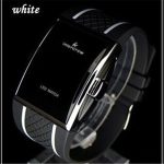 Sport numérique montres 2019 nouveau élégant hommes noir Rentangle cadran LED électronique horloge Silicone bracelet de montre chaude erkek kol saati
