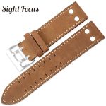 22mm fou cheval veau cuir sangles pour Hamilton Zenith Seiko bracelet de montre Rivet militaire pilote kaki champ Aviation montre ceintures