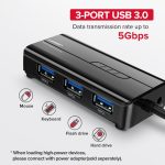 Ugreen USB Ethernet USB 3.0 2.0 à RJ45 HUB pour Xiaomi Mi Box 3/S décodeur Ethernet adaptateur carte réseau USB Lan