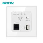 Prise de wifi de mur de SRAN avec le panneau en verre trempé par cristal d'usb 86mm * 86mm 300MB prise sans fil de relais de routage