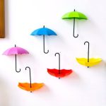6 pièces/ensemble parapluie crochet auto-adhésif crochet mur porte vêtements cintre clés divers suspendus crochets salle de bain cuisine collant support