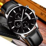 2019 relogio masculino montres hommes mode Sport boîte en acier inoxydable en cuir bande montre Quartz affaires montre-bracelet reloj hombre