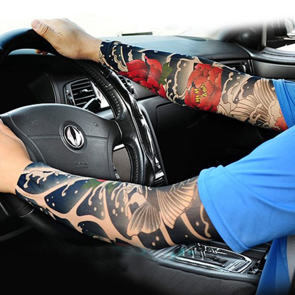 2 pièces bras élastique tatouage manches faux temporaire bas tatouage unisexe UV Protection tatouage manches Nylon gant