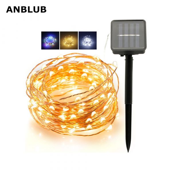 ANBLUB extérieur 20M 10M LED lampe solaire chaîne fée lumière Flash guirlande étanche pour noël jardin rue vacances décoration