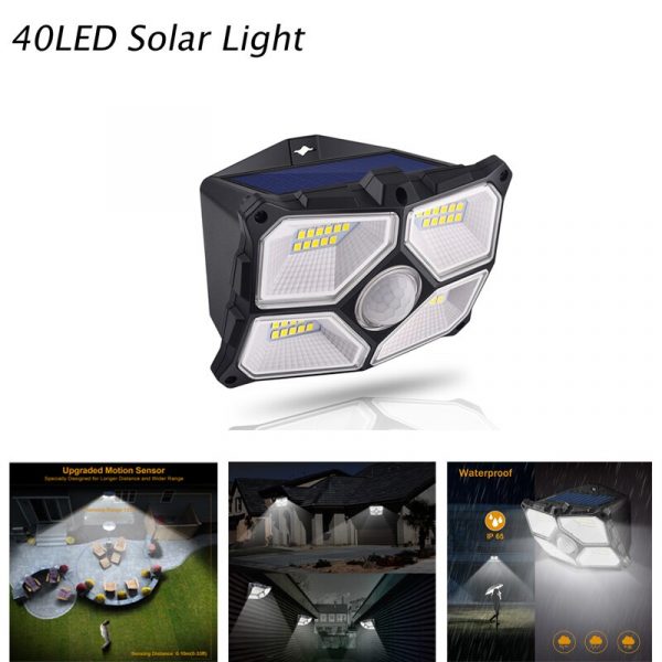 Lumière solaire extérieure lampe murale PIR capteur de mouvement solaire réverbère lumière du soleil imperméable à l'eau économie d'énergie cour chemin maison LED de jardin