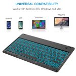 Clavier Bluetooth français souris sans fil Combo bureau à domicile ordinateur de bureau frappe silencieuse couleur clavier rétro-éclairé souris mince ensemble