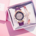 2019 femmes montres ensemble ciel étoilé dames Bracelet montre décontracté en cuir sport Quartz montre-Bracelet horloge Relogio Feminino