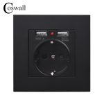 COSWALL 2020 prise de courant murale mise à la terre 16A prise électrique Standard de l'ue avec 2100mA double Port de chargeur USB pour Mobile